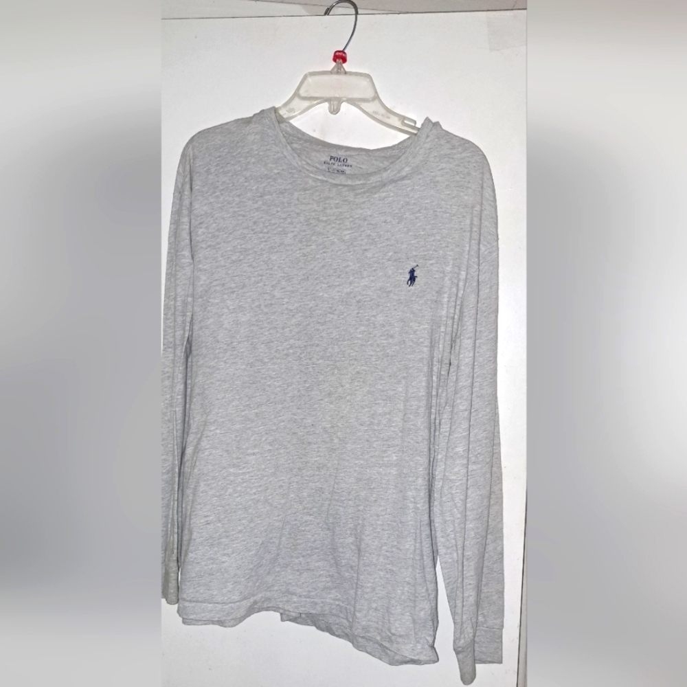 Men's Polo Shirt. Like New Condition. Soft. Long Sleeve. Size Large. Grey.